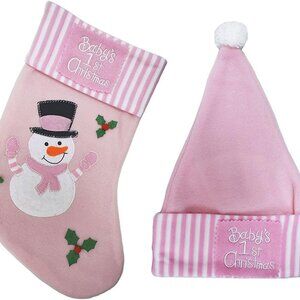 Baby's 1st Christmas 15" Stocking with 12" Christmas Hat